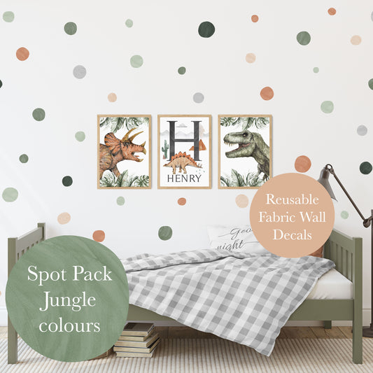 Pip+Phee Spot Fabric Wall Decals - Reusable - Jurassic Colours