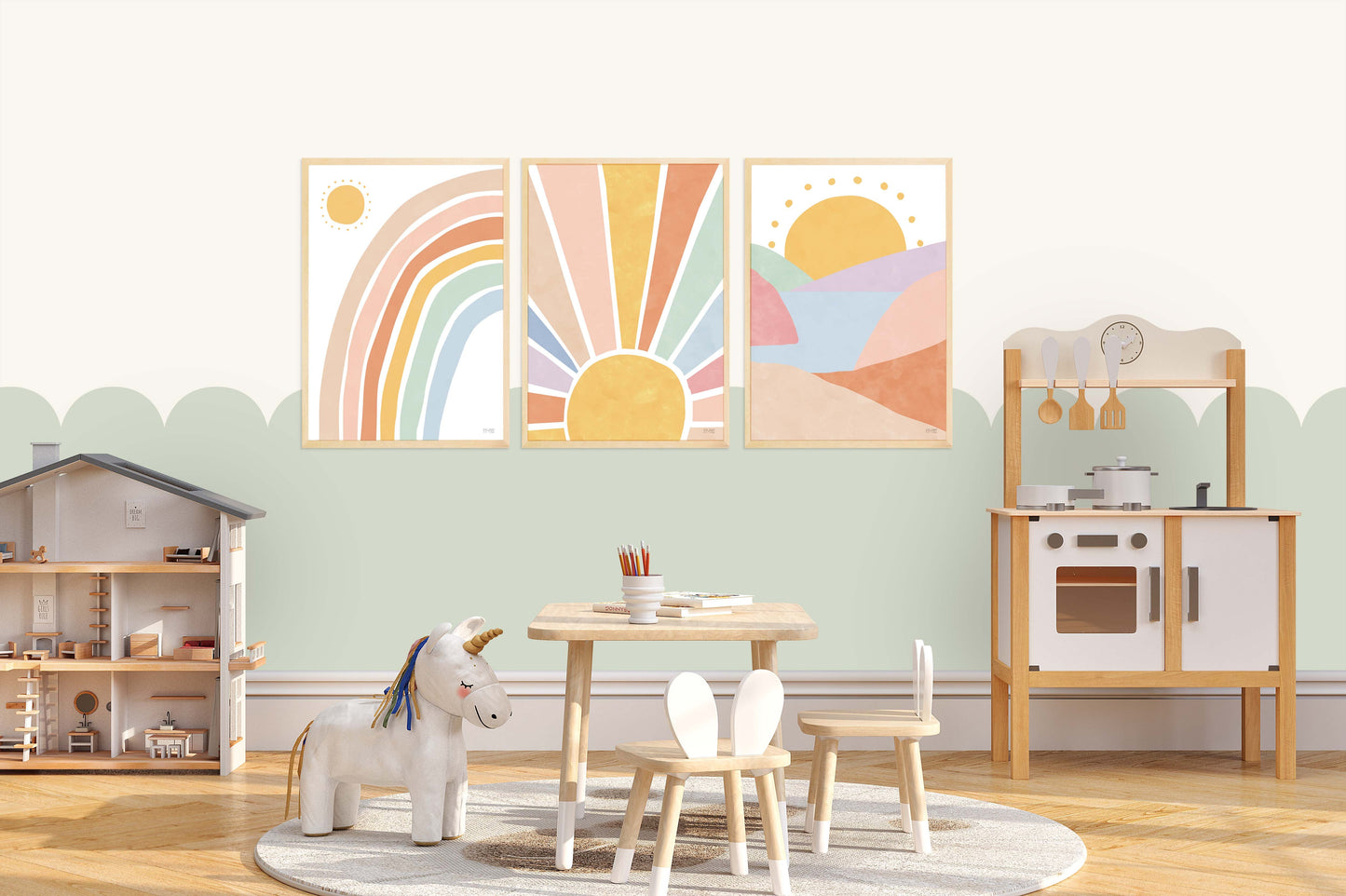 Pip+Phee Sunny Days Rainbow Art Print - Dusty Rainbow
