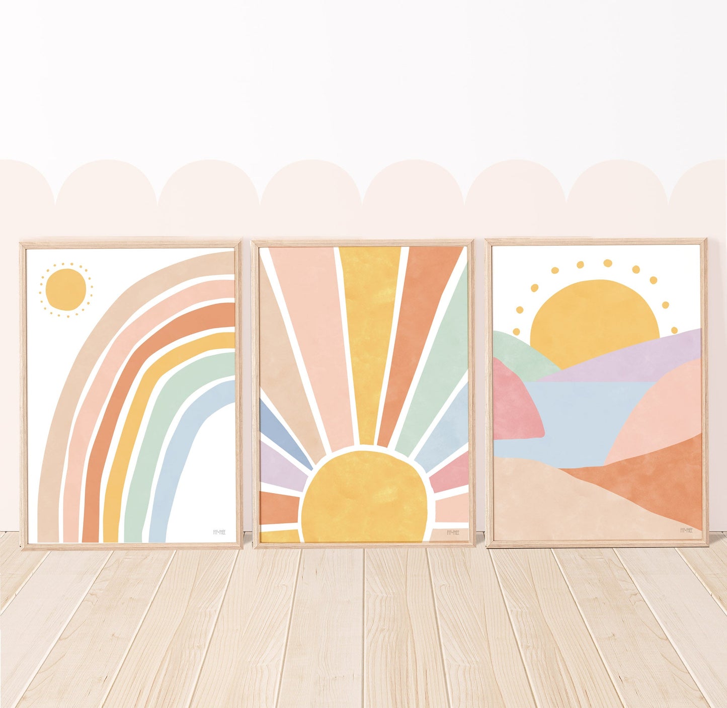 Pip+Phee Sunny Days Rainbow Art Print - Dusty Rainbow