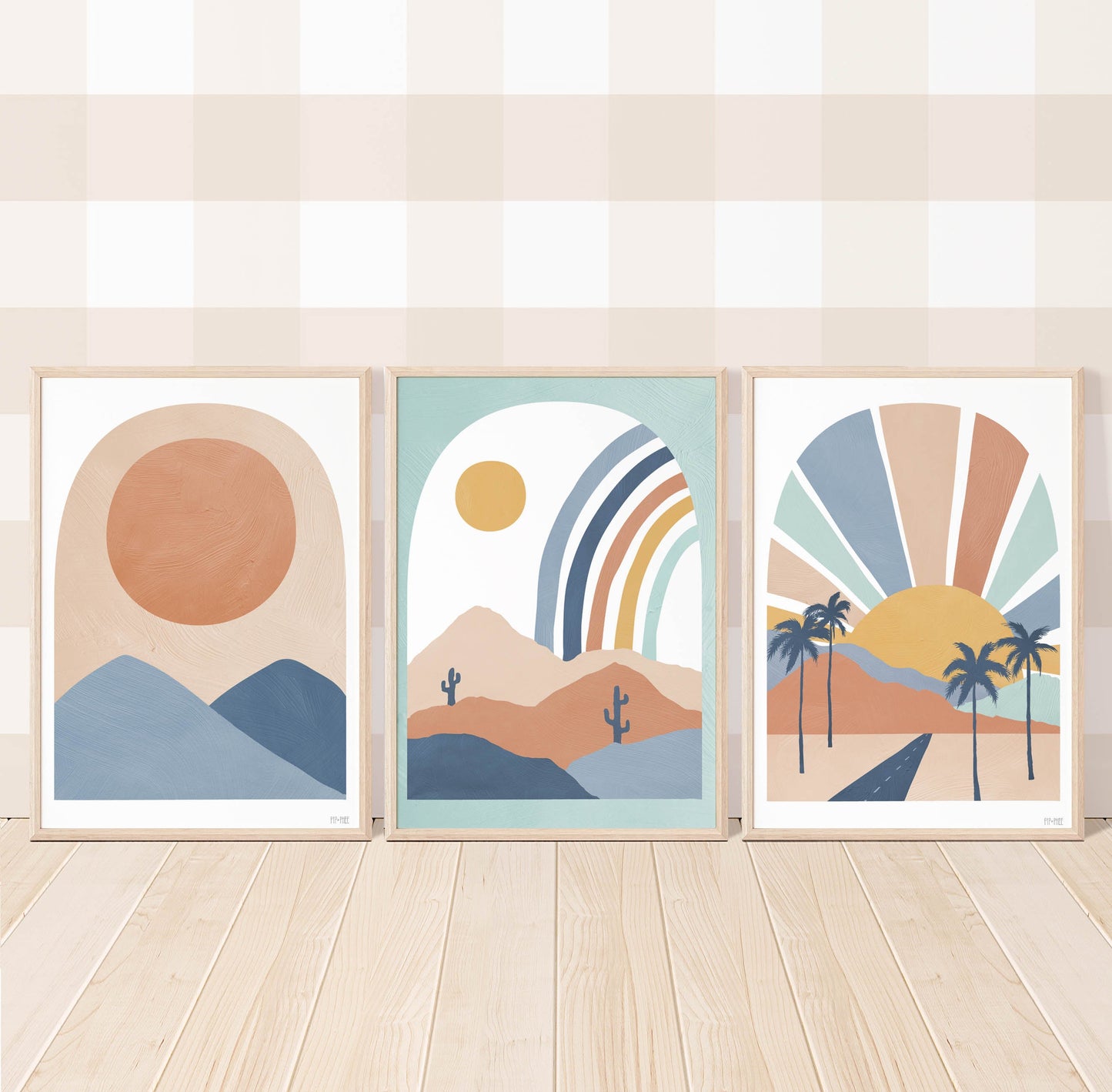 Pip+Phee Cactus Valley Sunny Mountain Art Print - Blue/Rust