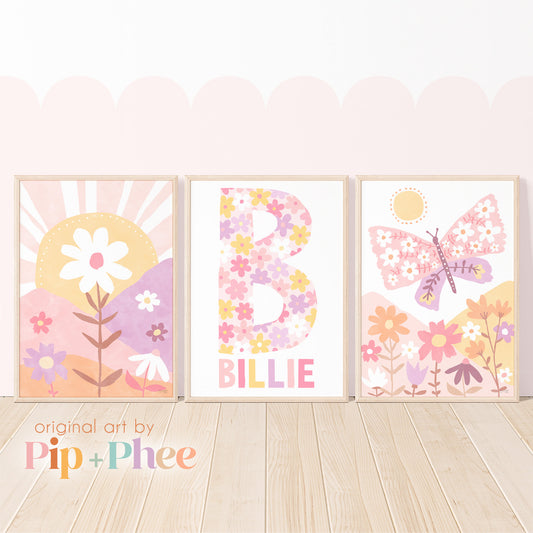 Pip+Phee Daisy Fields Art Print Collection - Pastel Colourway - Set of 3