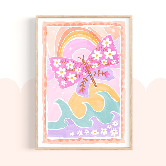 Pip+Phee Coastal Dreamer Butterfly Beach Art Print - Bright