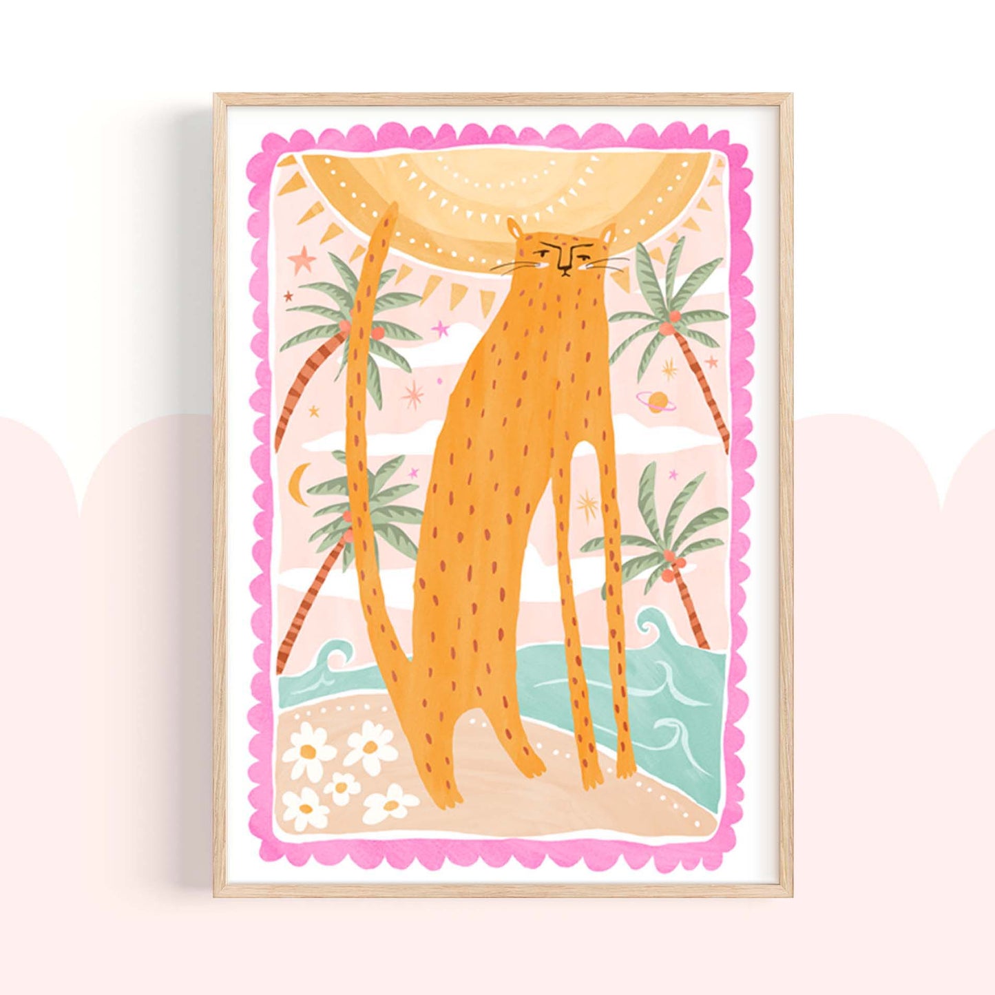 Pip+Phee Coastal Dreamer Leopard Beach Art Print - Bright