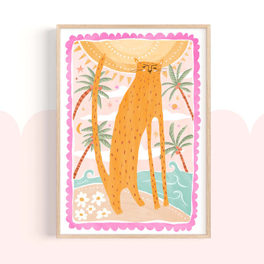 Pip+Phee Coastal Dreamer Leopard Beach Art Print - Bright