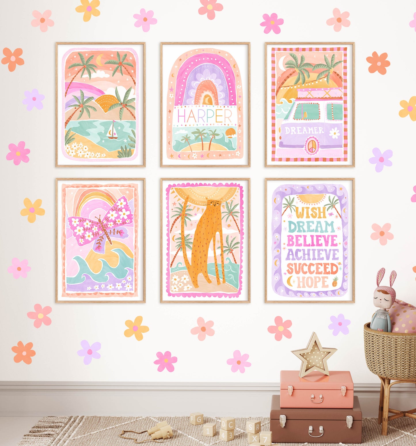 Pip+Phee Coastal Dreamer Butterfly Beach Art Print - Bright