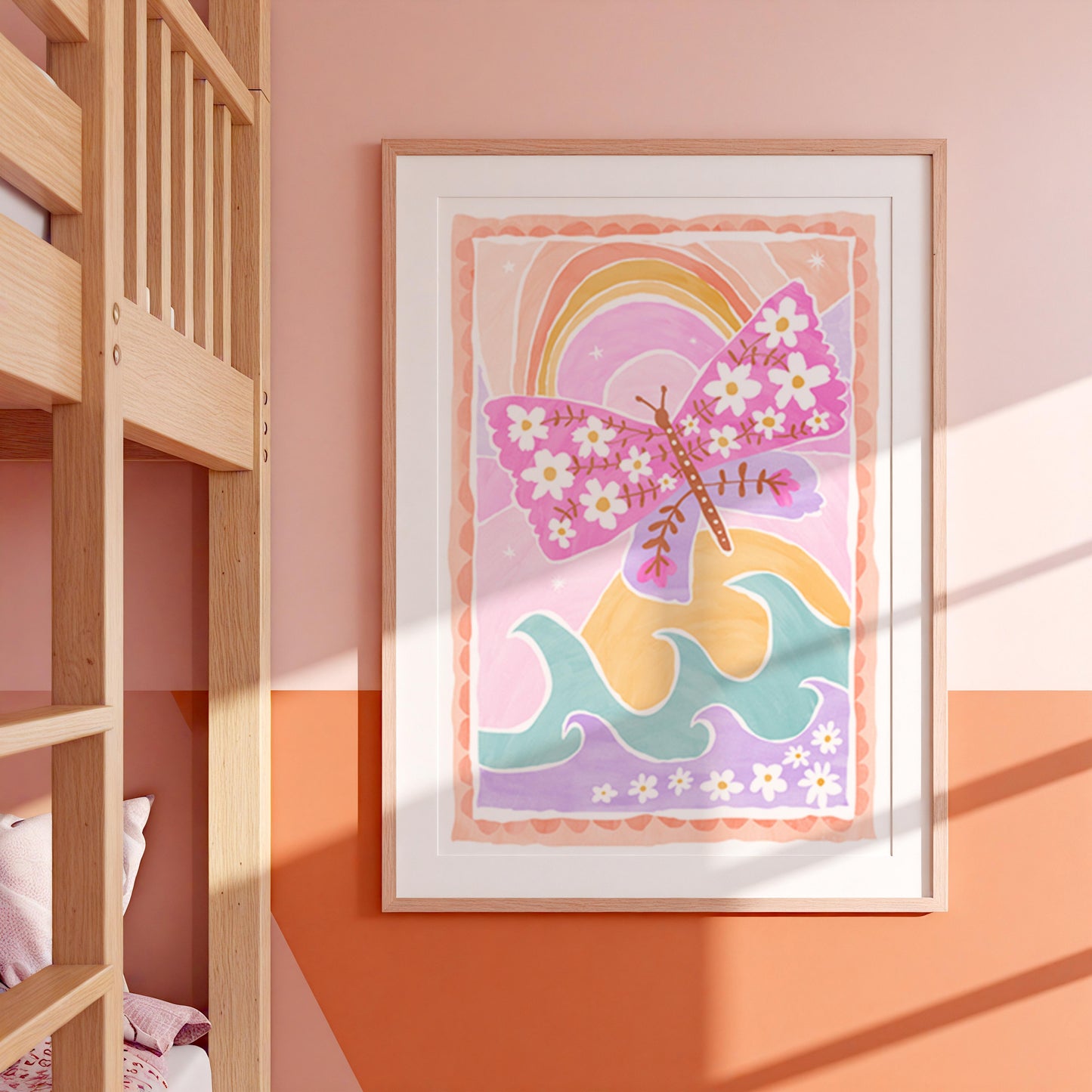 Pip+Phee Coastal Dreamer Butterfly Beach Art Print - Bright