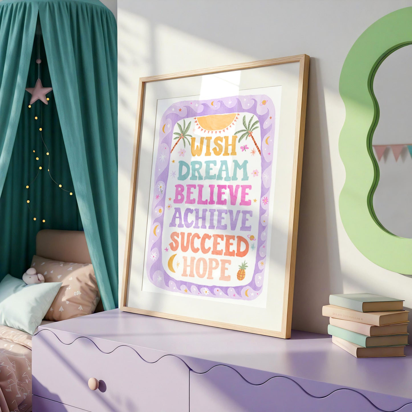 Pip+Phee Coastal Dreamer Positive Affirmation Quote Art Print - Bright
