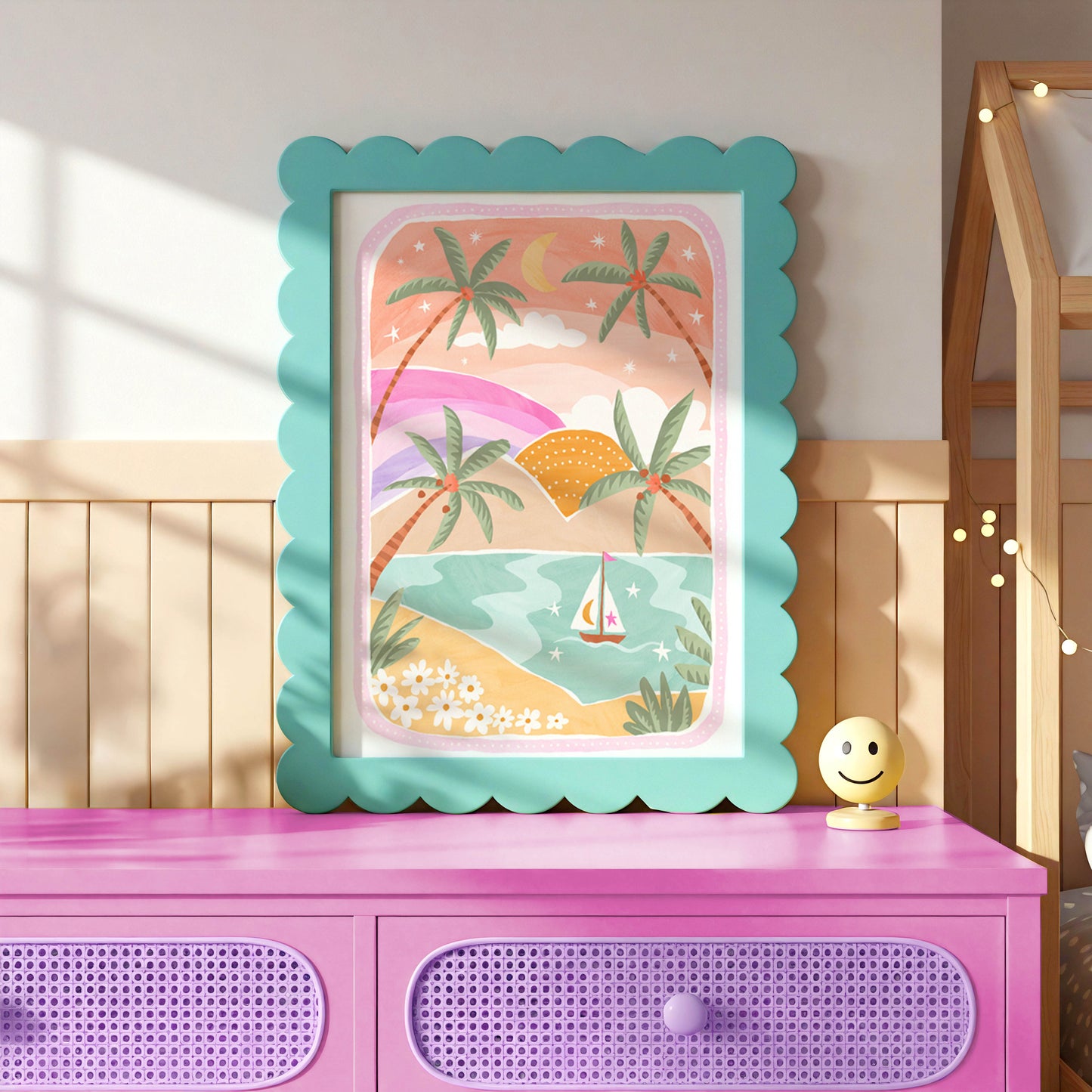 Pip+Phee Coastal Dreamer Sunset Sails Beach Art Print - Bright