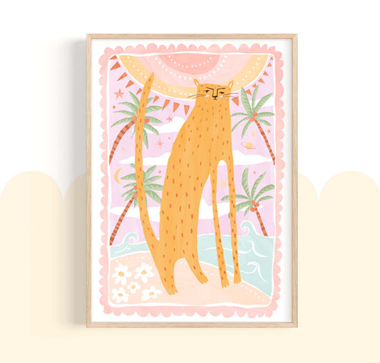 Pip+Phee Coastal Dreamer Leopard Beach Art Print - Dusty Pastel