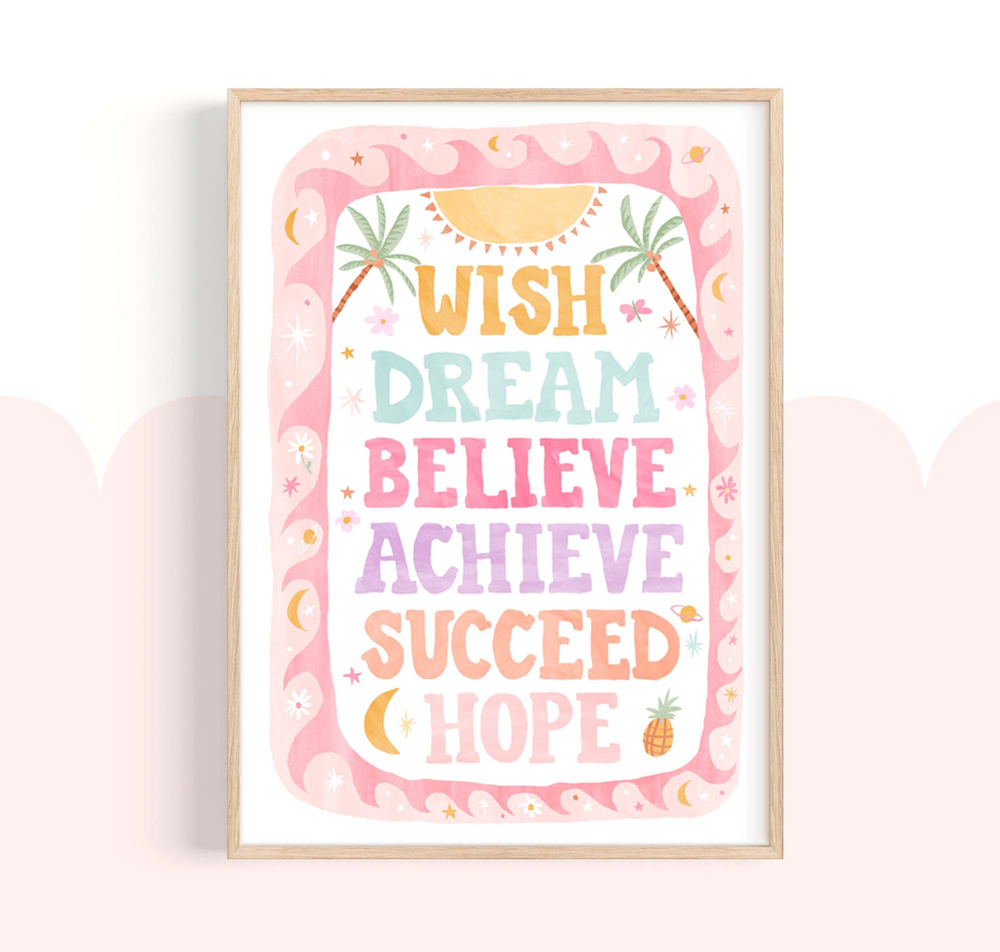 Pip+Phee Coastal Dreamer Positive Affirmation Quote Art Print - Dusty Pastel