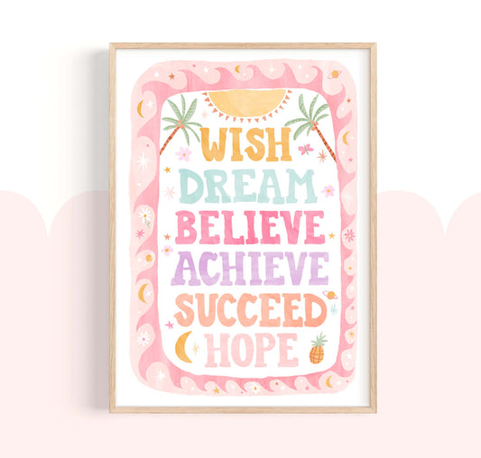 Pip+Phee Coastal Dreamer Positive Affirmation Quote Art Print - Dusty Pastel