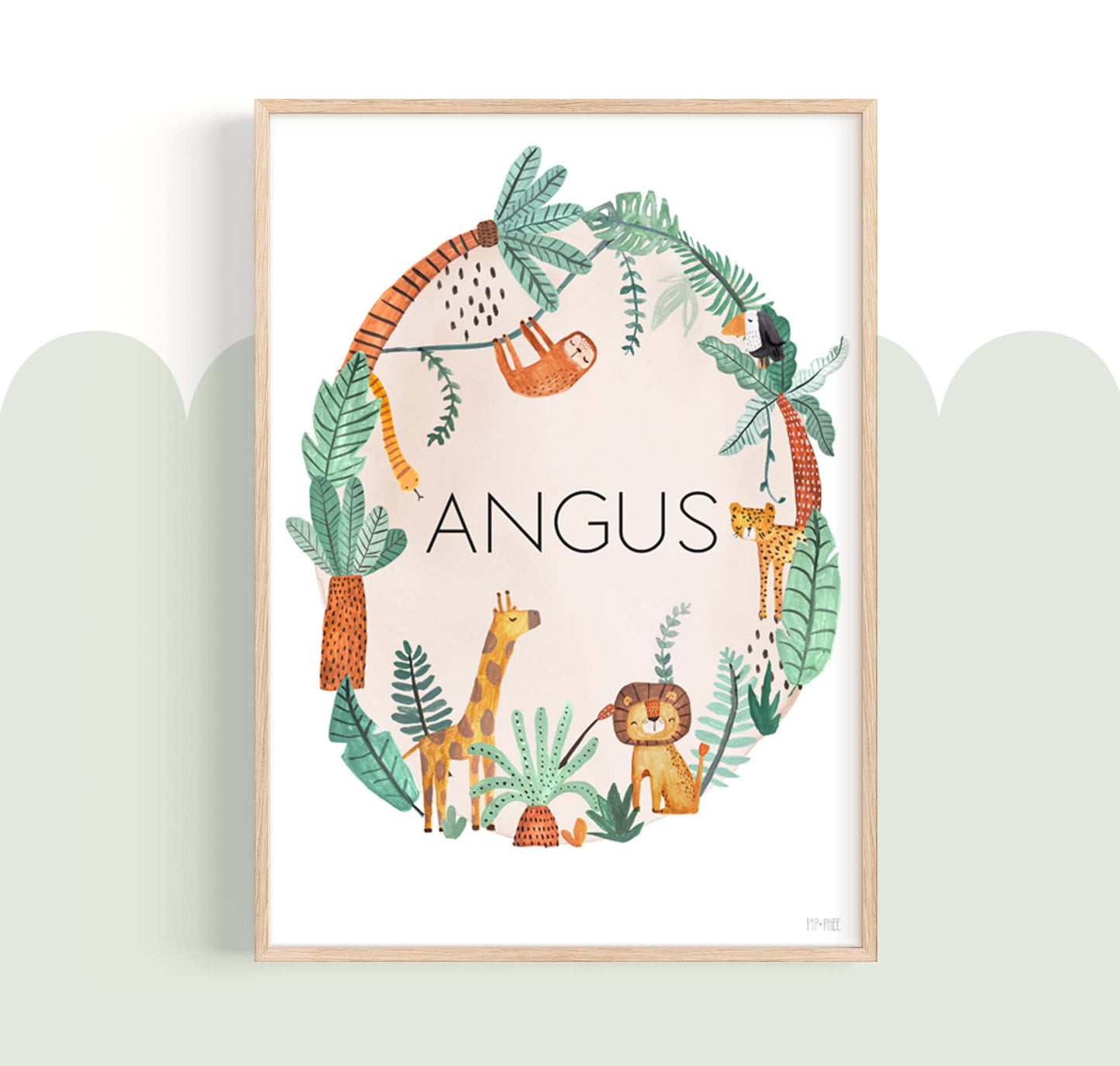 Pip+Phee Jungle Horizon Personalised Name Art Print