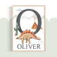 Pip+Phee Jurassic Dinosaur Name Art Print