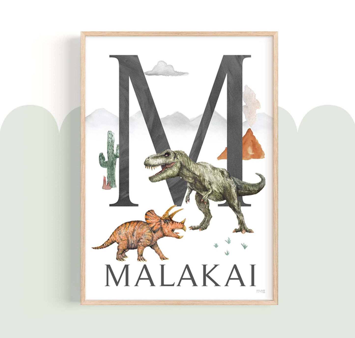 Pip+Phee Jurassic Dinosaur Name Art Print