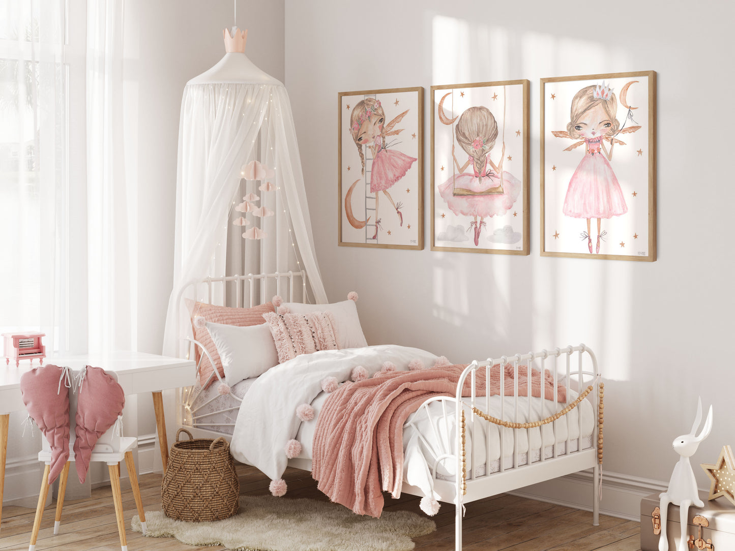 Pip+Phee Pink Princess Moon Ladder Art Print