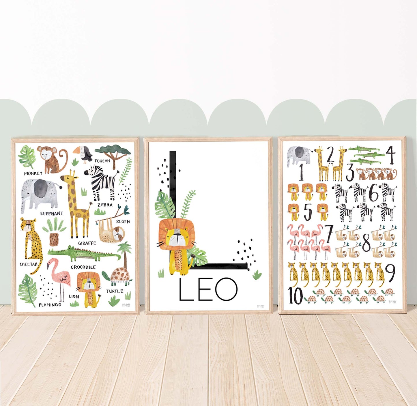 Pip+Phee Jungle Safari Personaliased Name Art Print