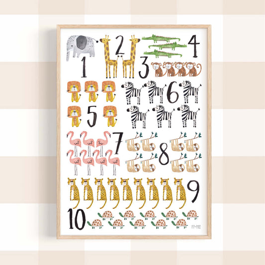 Pip+Phee Jungle Safari Numbers Art Print