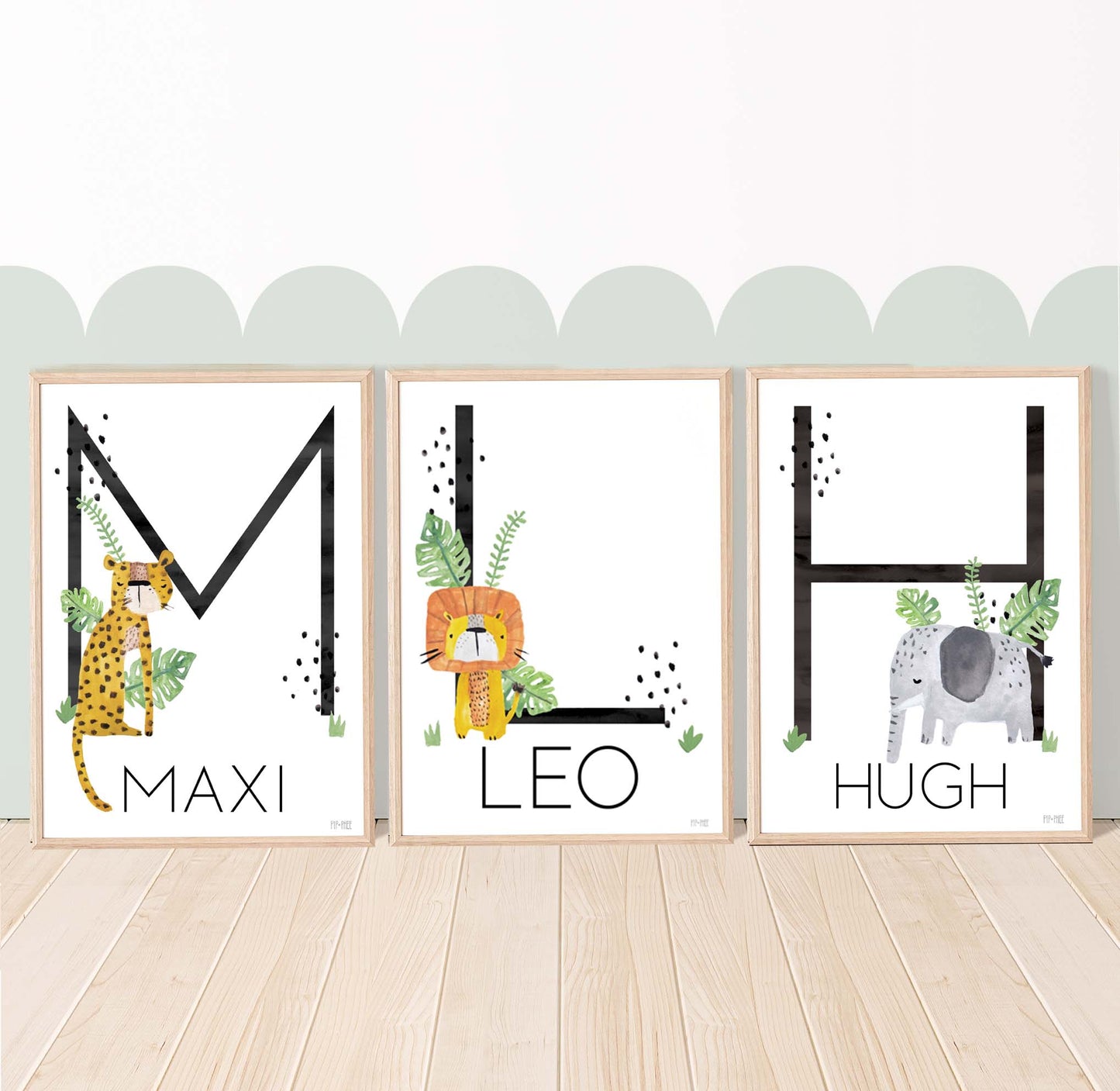 Pip+Phee Jungle Safari Personaliased Name Art Print