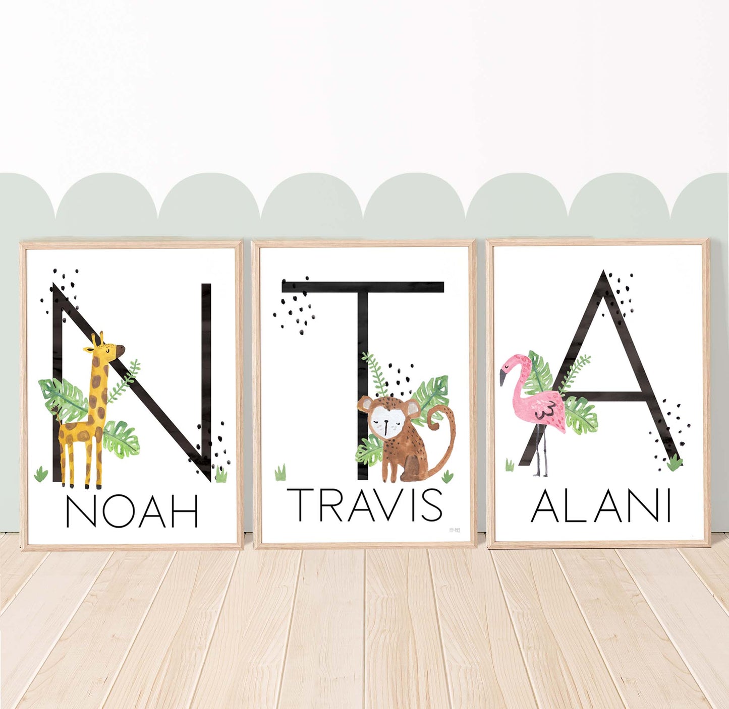 Pip+Phee Jungle Safari Personaliased Name Art Print