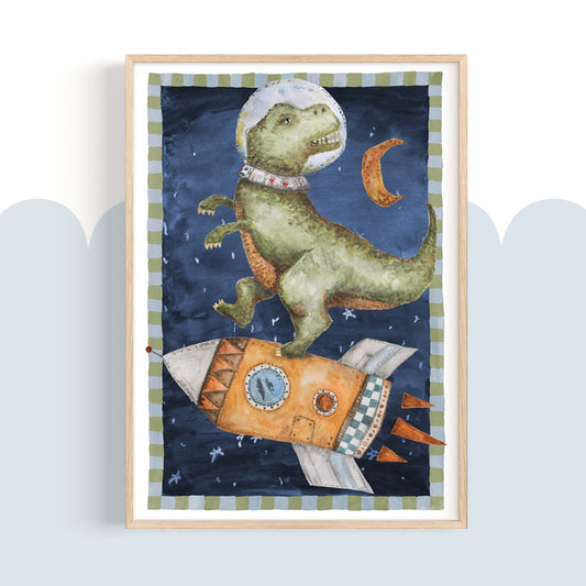 Pip+Phee Galactic Space Dinosaur Trex Print