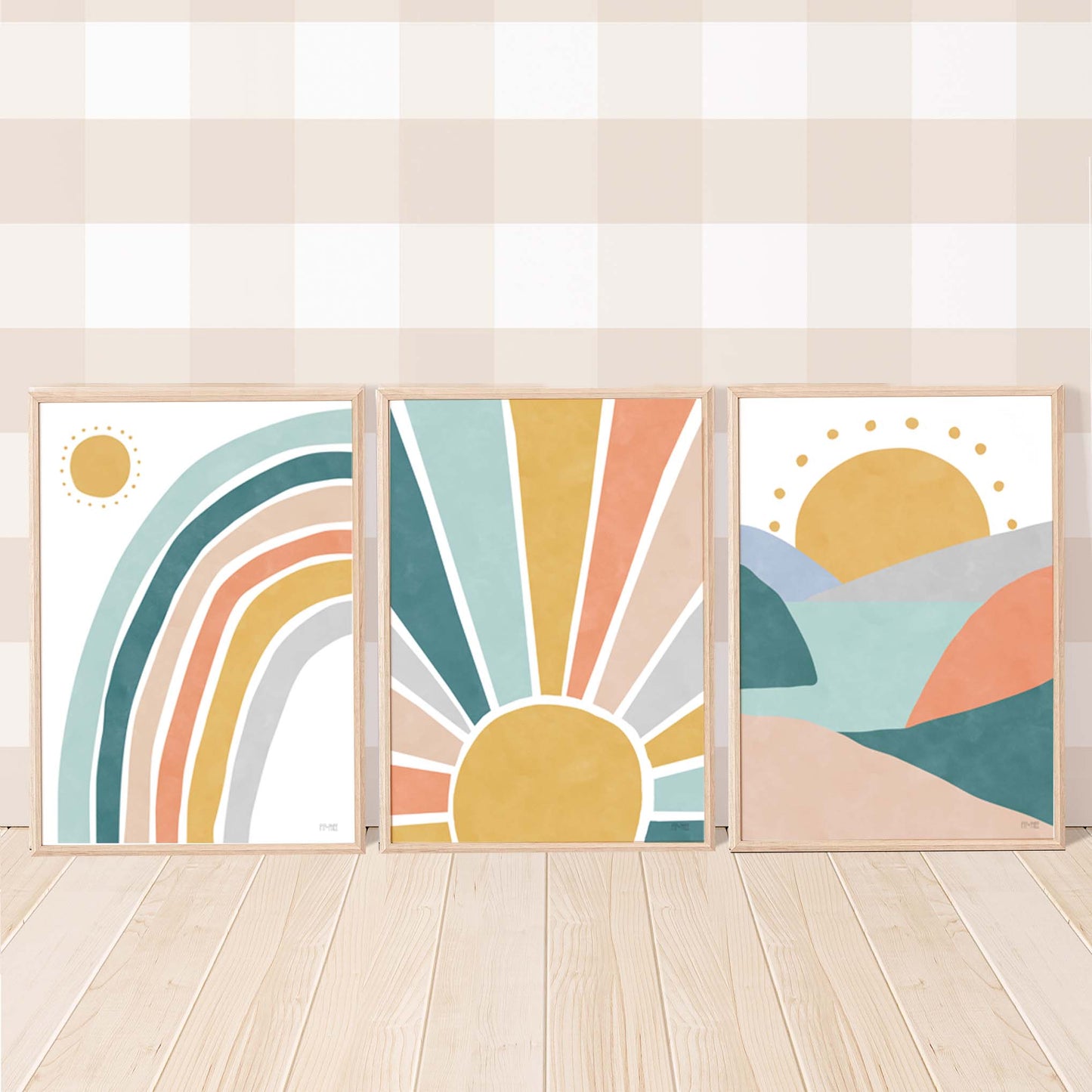 Pip+Phee Sunny Days Rainbow Art Print - Teal & Rust