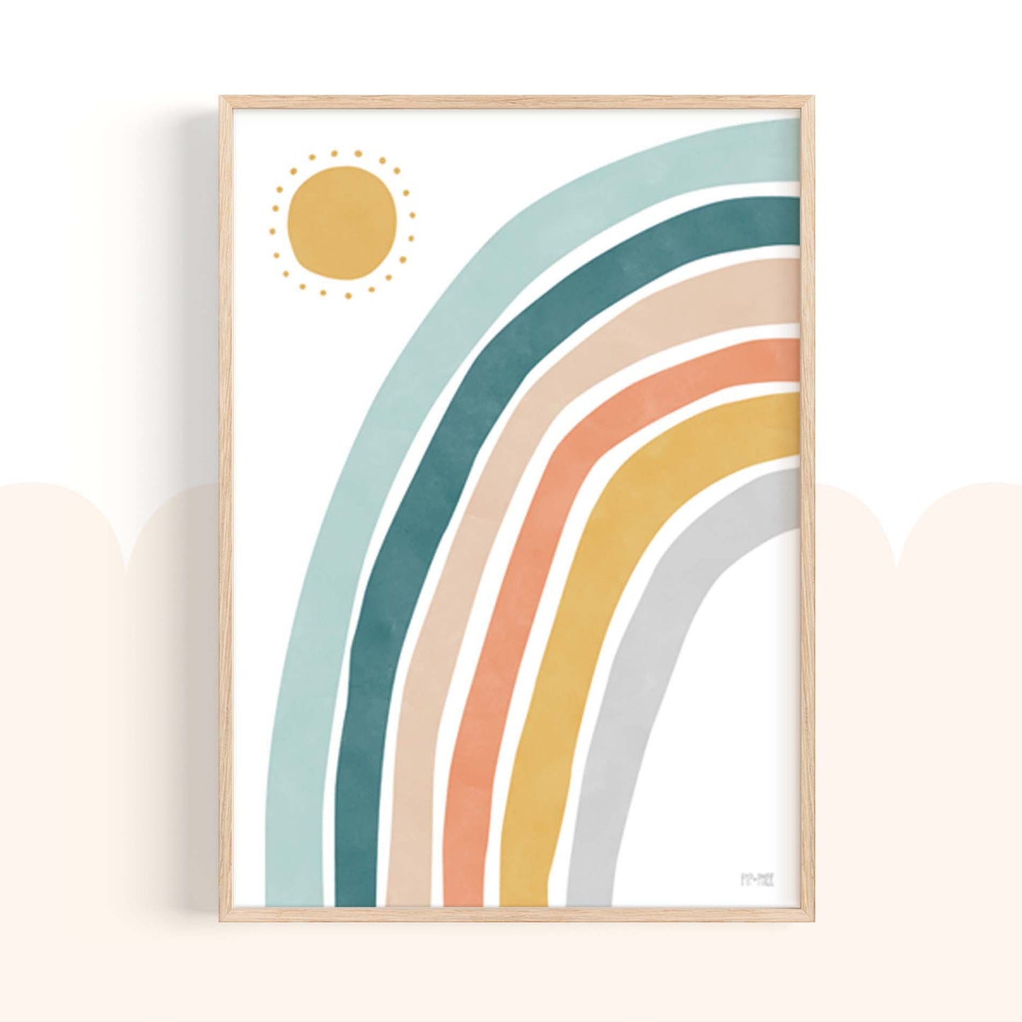 Pip+Phee Sunny Days Rainbow Art Print - Teal & Rust