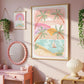 Pip+Phee Coastal Dreamer Sunset Sails Beach Art Print - Dusty Pastel
