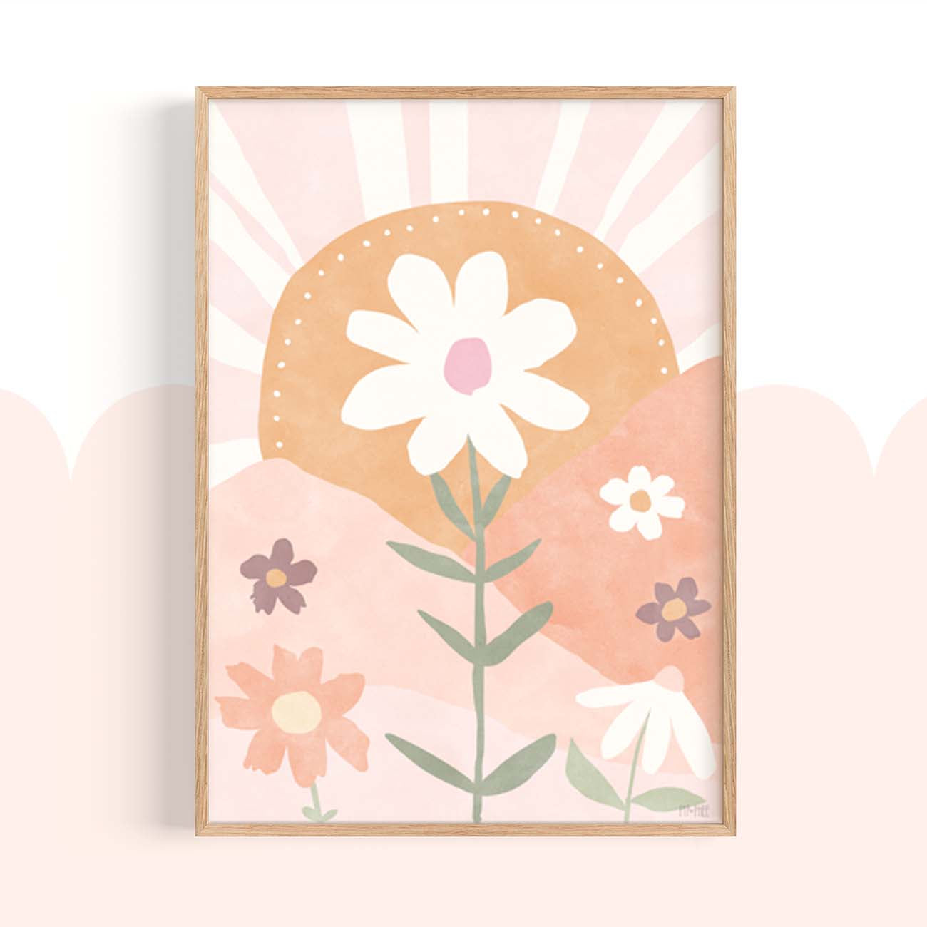 Pip+Phee Daisy Fields Art Print Collection - Dusty Peach Colourway - Set of 3