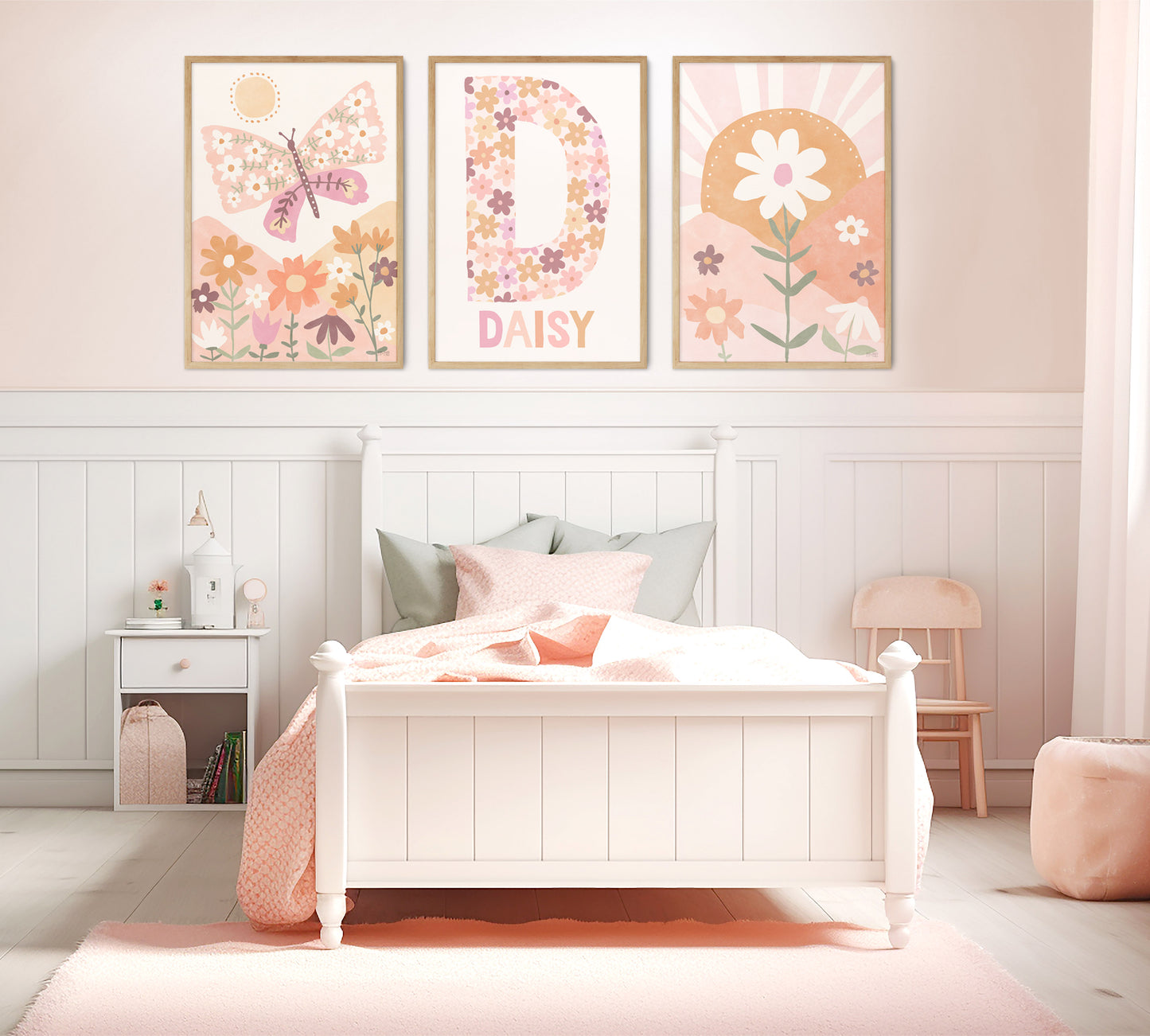 Pip+Phee Daisy Fields Art Print Collection - Dusty Peach Colourway - Set of 3