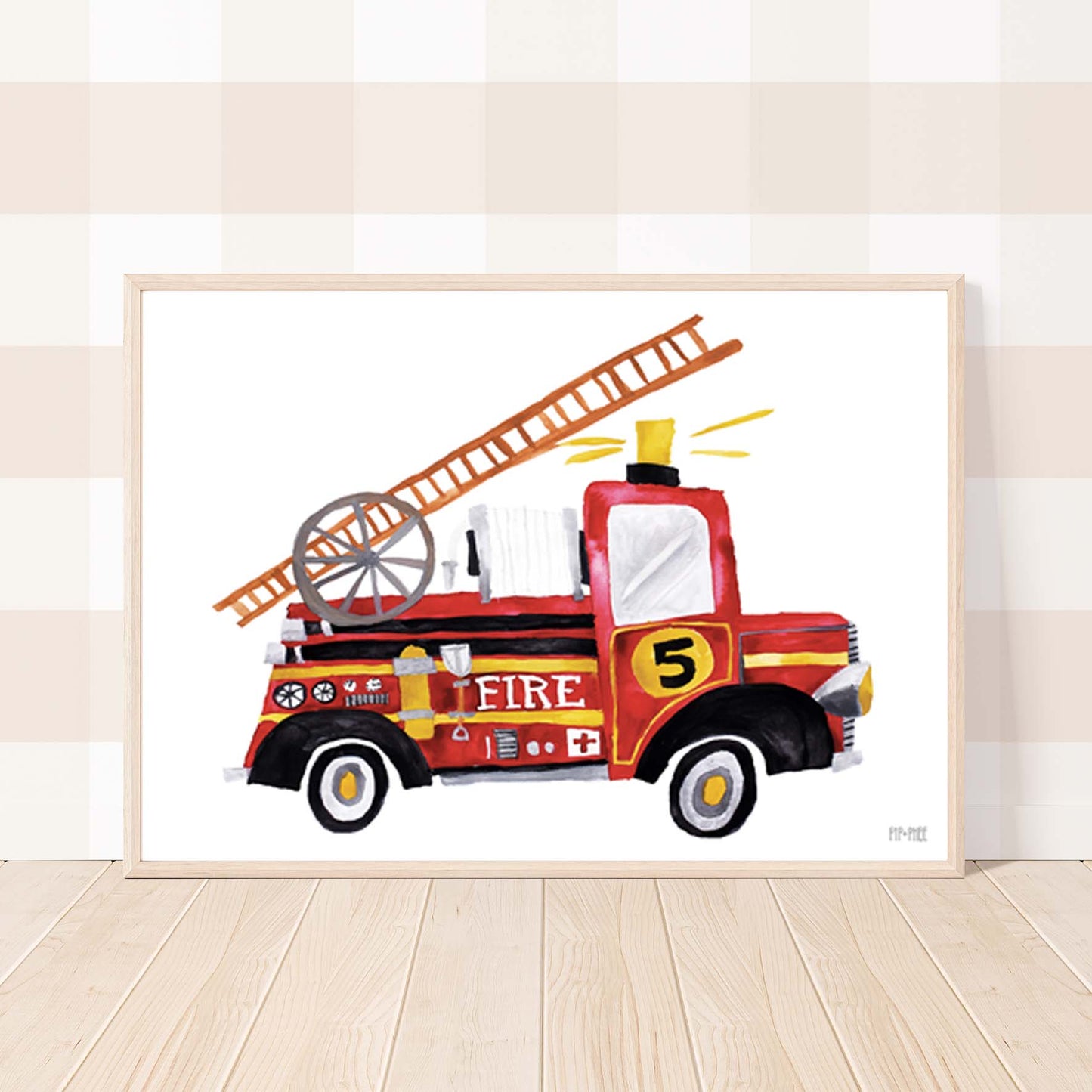Pip+Phee Fire Truck Art Print - Landscape
