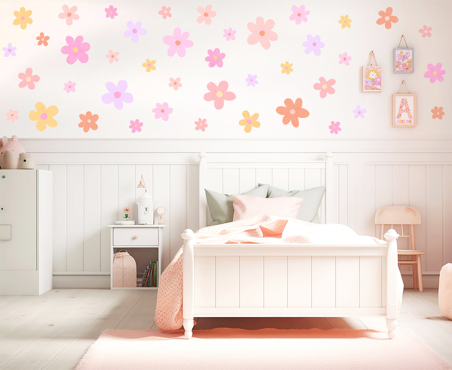 Pip+Phee Daisy Fabric Wall Decal Set - Bright Colours - Mixed Sizes