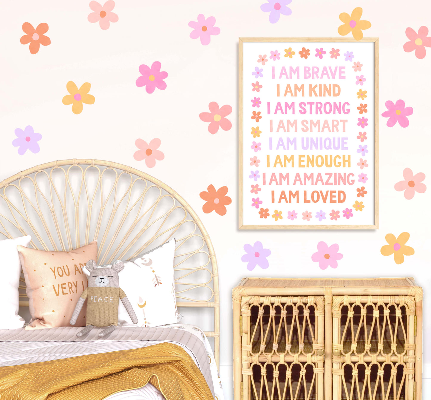Pip+Phee You Are... Brave, Loved, Positive Affirmation Quote Art Print - Bright