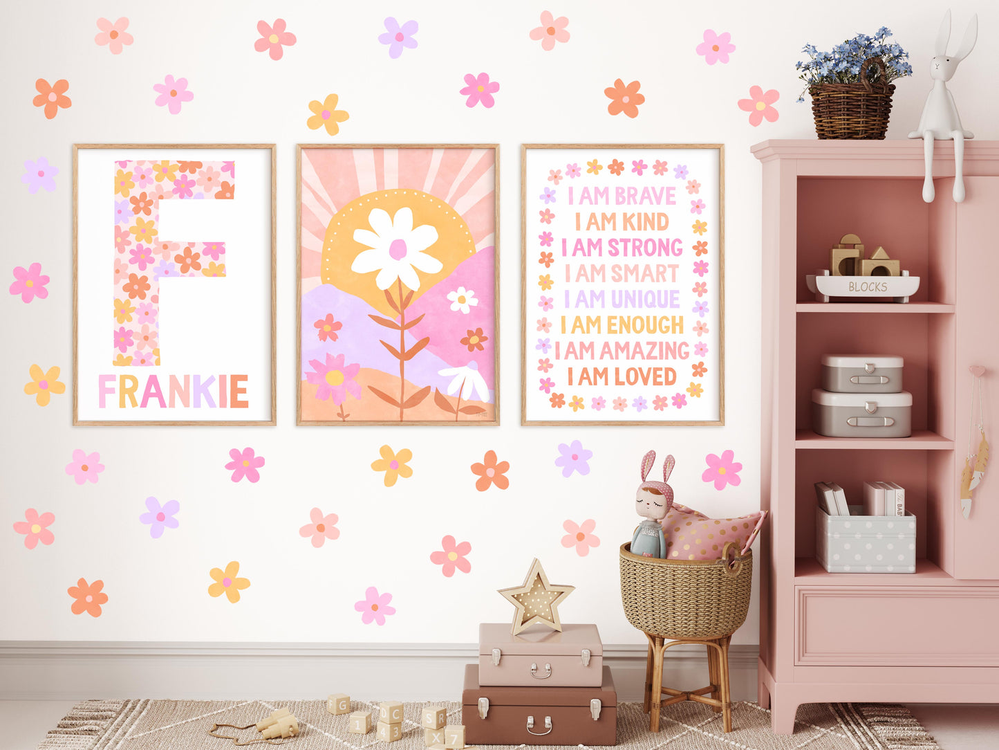 Pip+Phee You Are... Brave, Loved, Positive Affirmation Quote Art Print - Bright