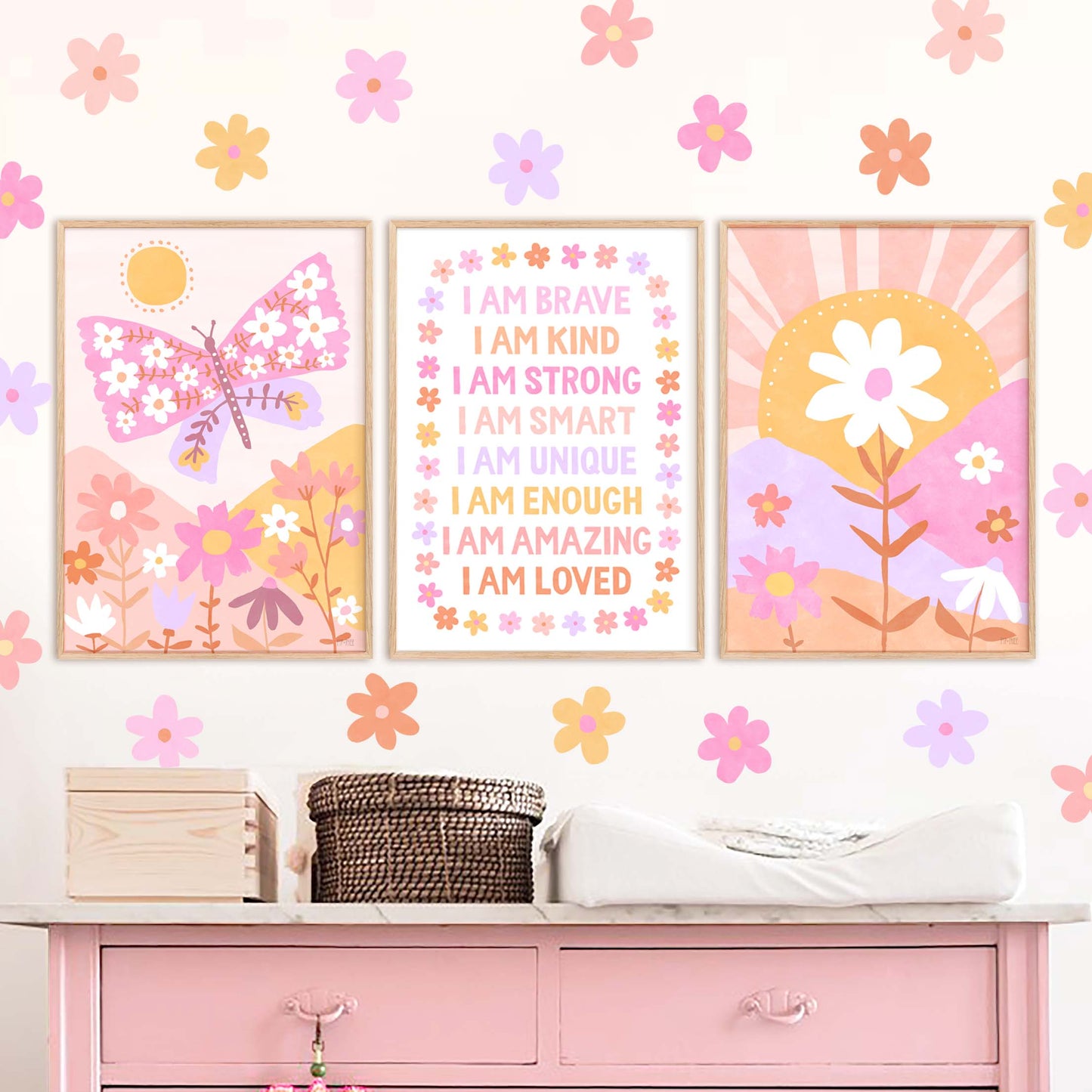 Pip+Phee You Are... Brave, Loved, Positive Affirmation Quote Art Print - Bright