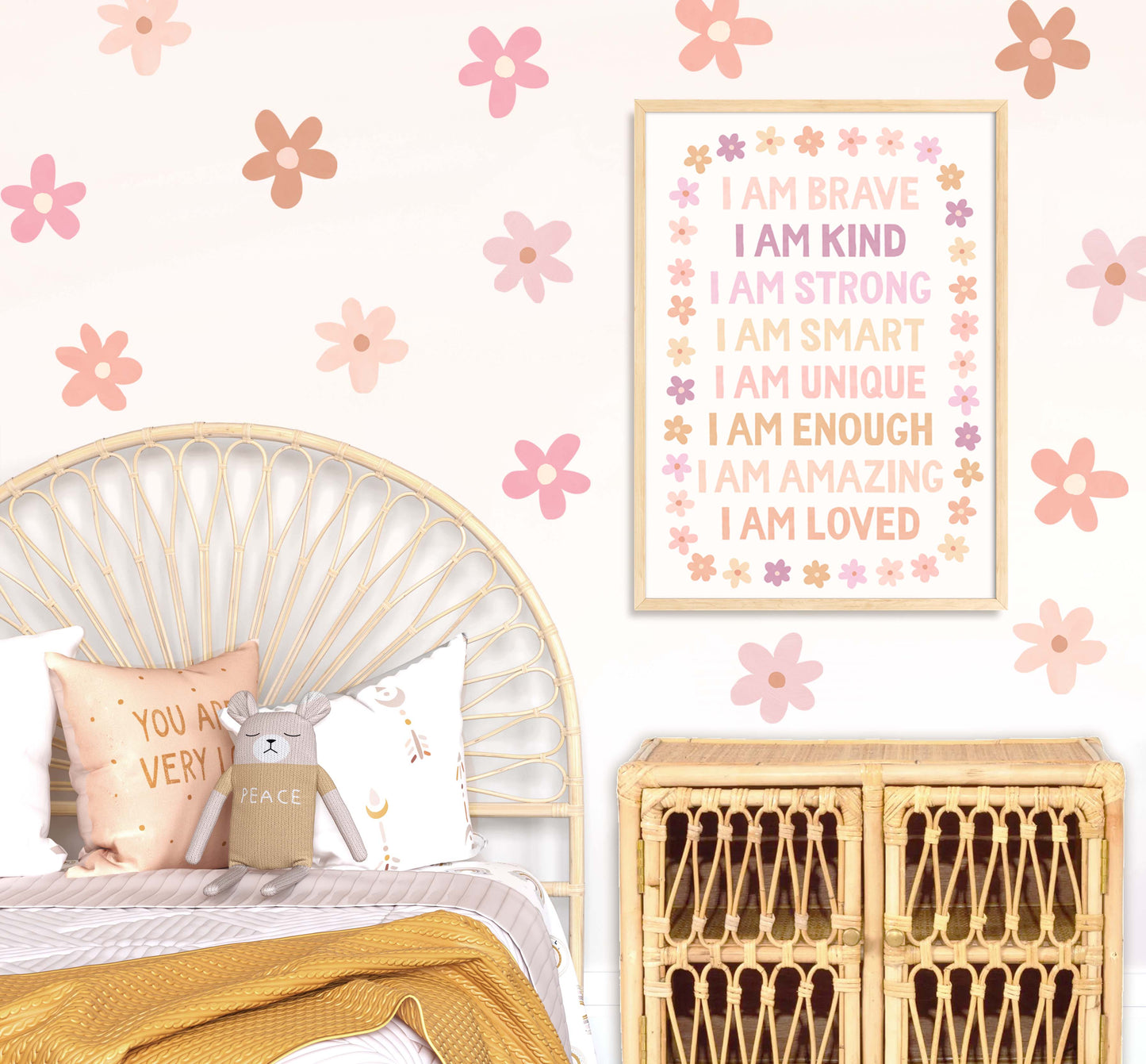 Pip+Phee You Are... Brave, Loved, Positive Affirmation Quote Art Print - Dusty Peach