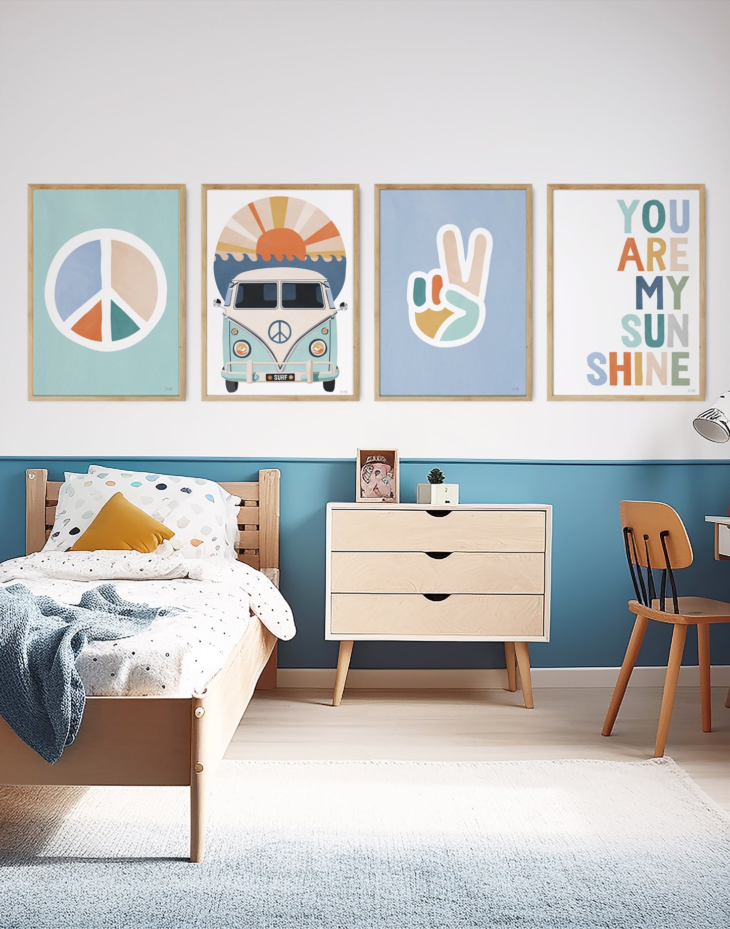 Pip+Phee You Are My Sunshine Art Print - Teal & Rust