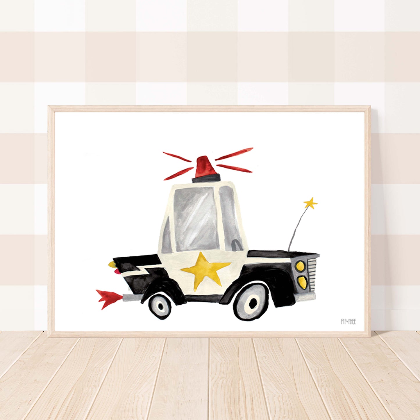 Pip+Phee Police Car Art Print - Landscape