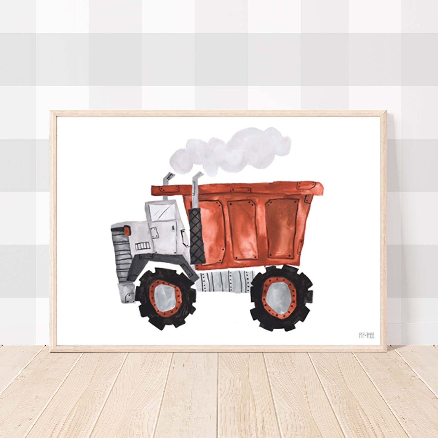 Pip+Phee Rust Construction Truck Art Print - Landscape