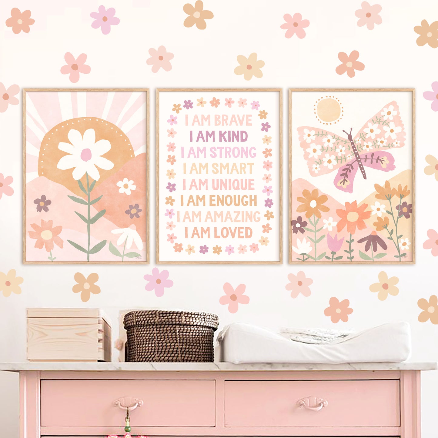 Pip+Phee You Are... Brave, Loved, Positive Affirmation Quote Art Print - Dusty Peach