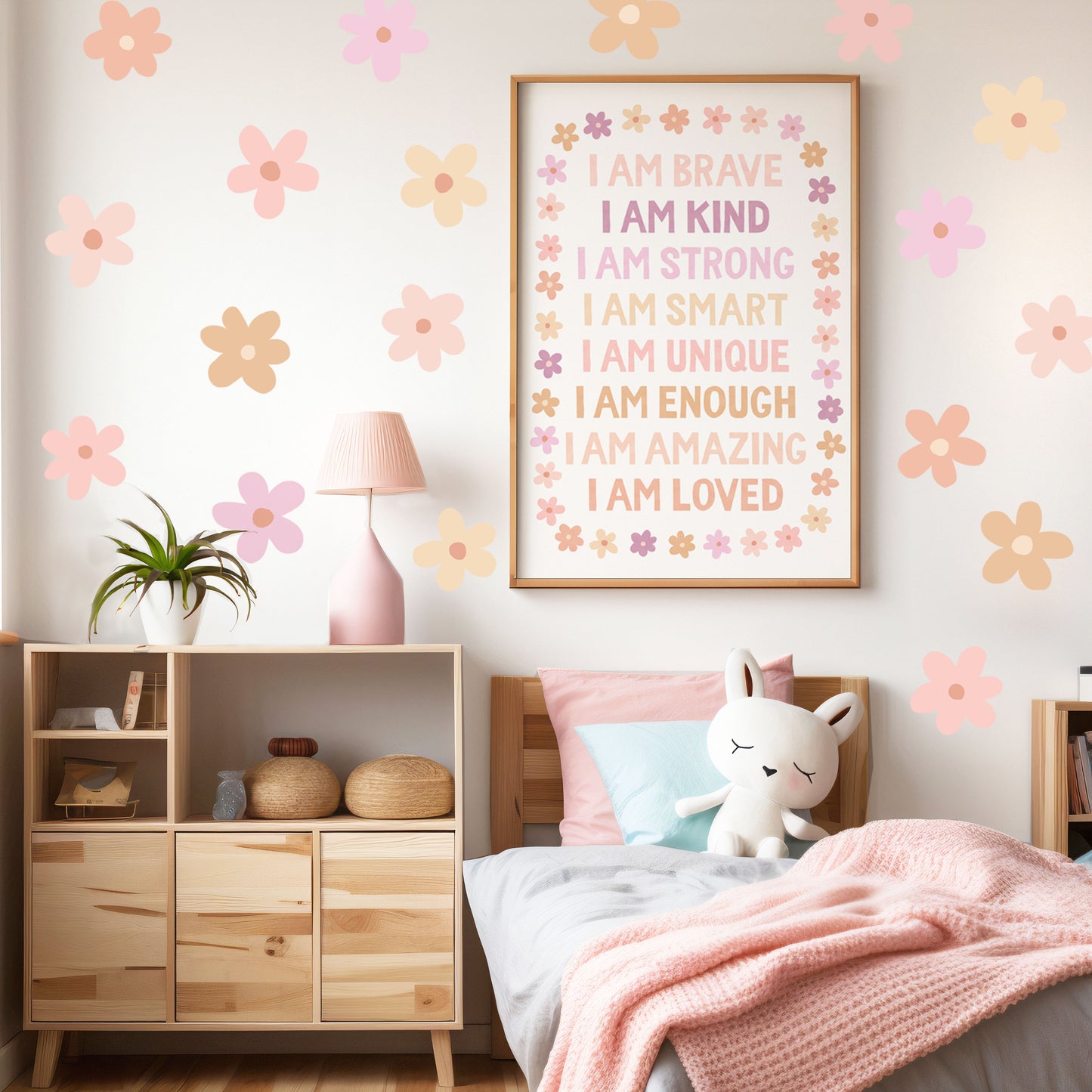 Pip+Phee You Are... Brave, Loved, Positive Affirmation Quote Art Print - Dusty Peach
