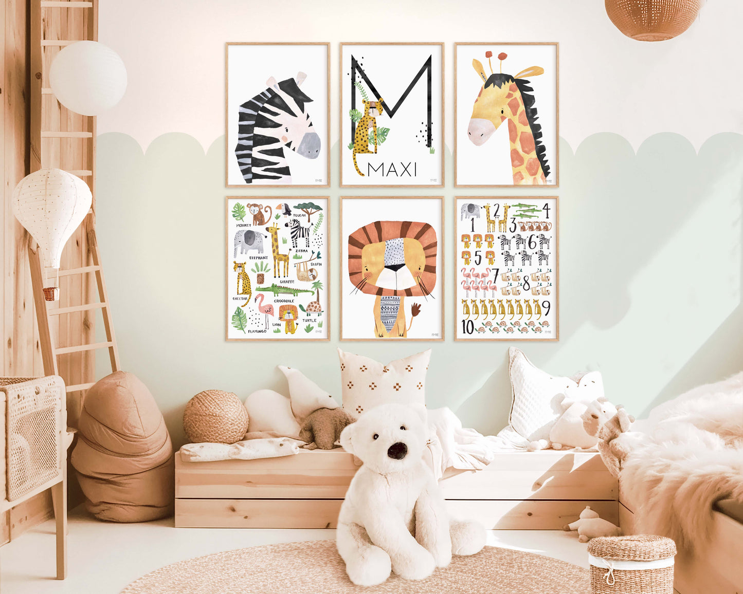 Pip+Phee Jungle Safari Personaliased Name Art Print