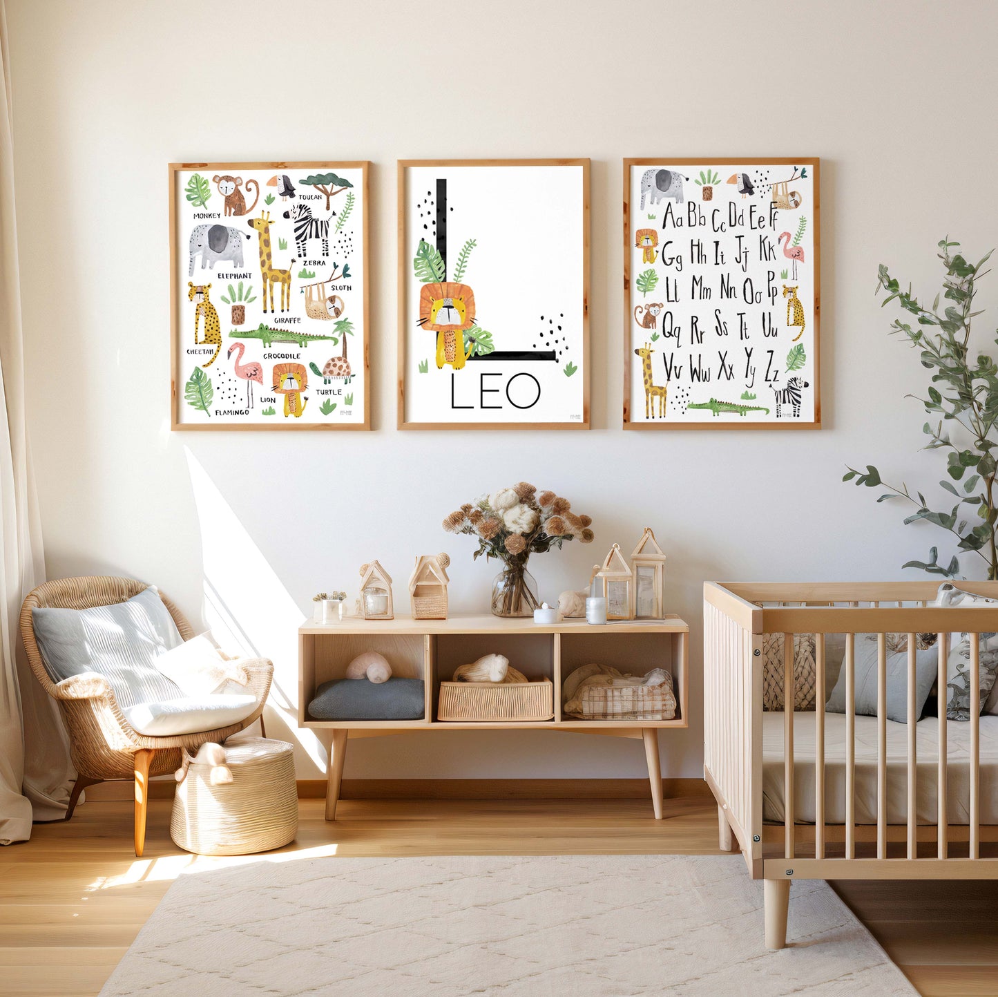 Pip+Phee Jungle Safari Personaliased Name Art Print