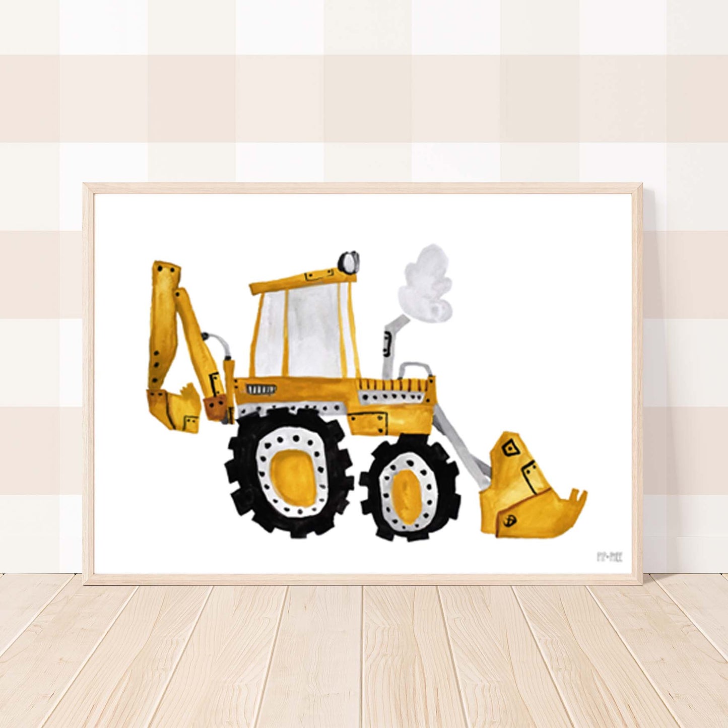 Pip+Phee Yellow Digger Construction Truck Art Print - Landscape