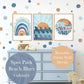 Pip+Phee Spot Fabric Wall Decals - Reusable - Beach Blues colours