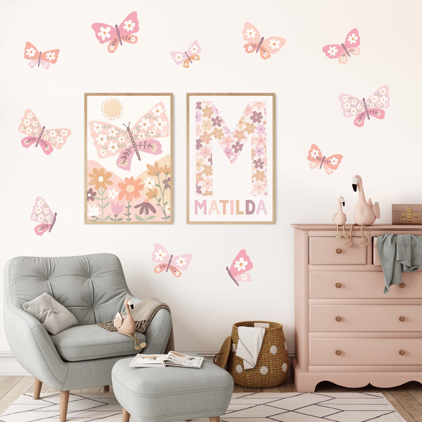 Pip+Phee Personalised Daisy Name Art Print - Dusty