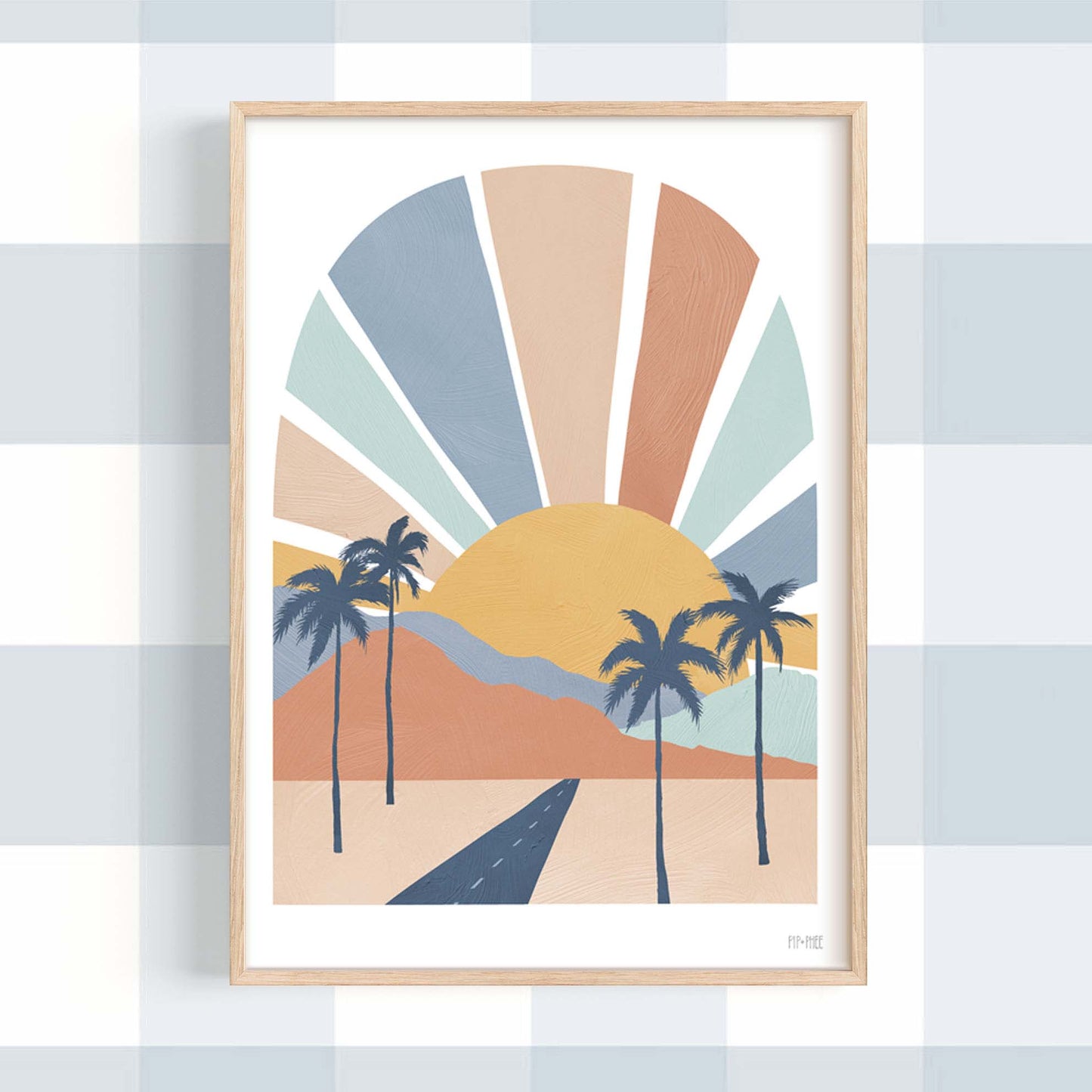 Pip+Phee Cactus Valley Road Trip Art Print - Blue/Rust