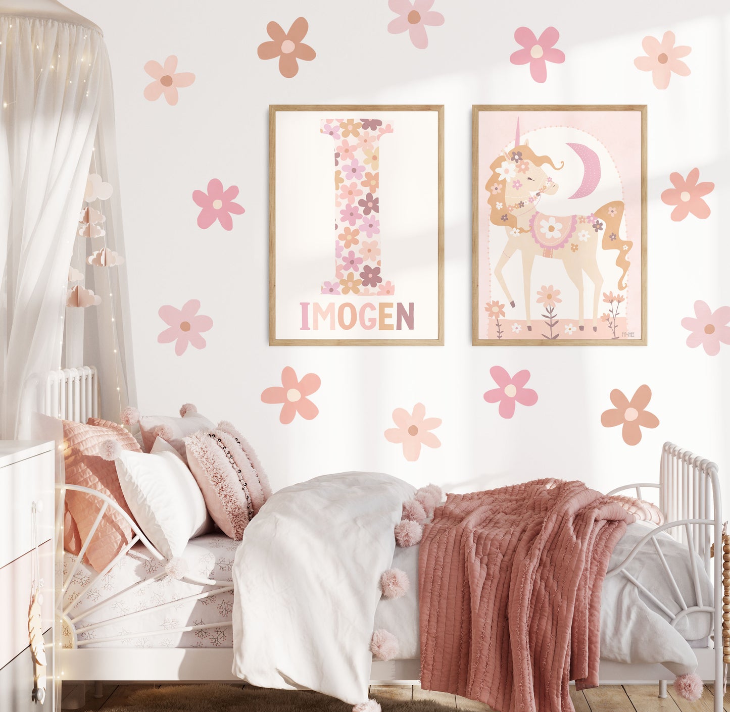 Pip+Phee Daisy Unicorn Art Print - Dusty