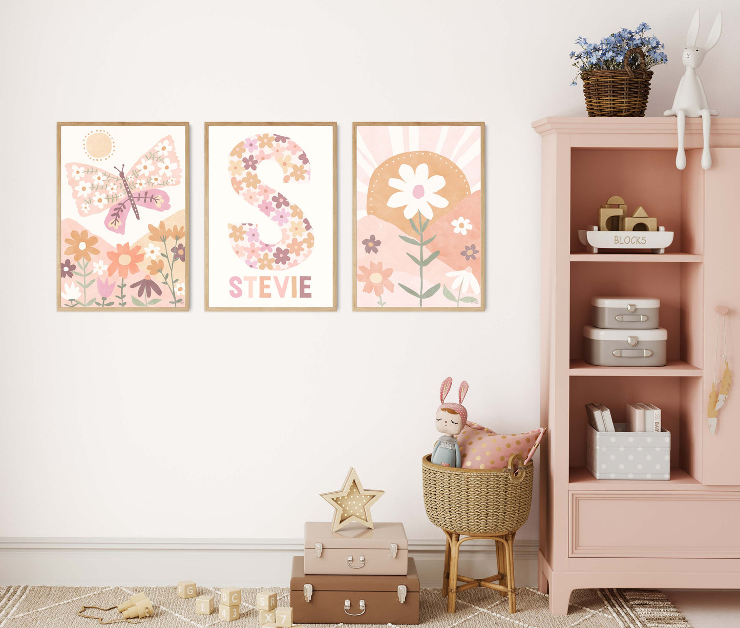 Pip+Phee Personalised Daisy Name Art Print - Dusty