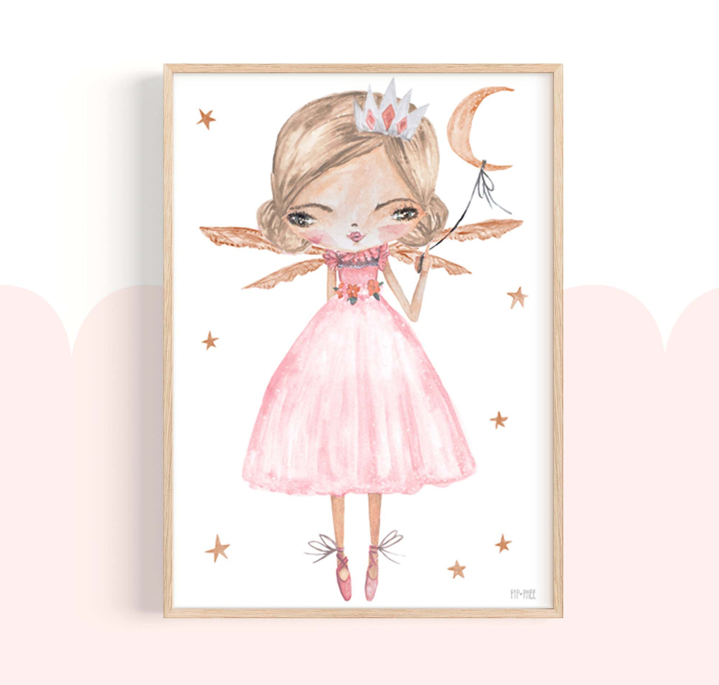 Pip+Phee Pink Luna Princess Fairy Art Print