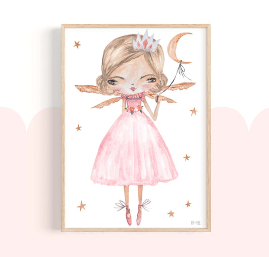Pip+Phee Pink Luna Princess Fairy Art Print